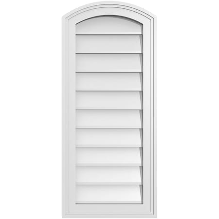 Ekena Millwork Arch Top Surface Mount PVC Gable Vent: Functional, w/ 2"W x 1-1/2"P Brickmould Frame, 14"W x 32"H GVPAR14X3202SF